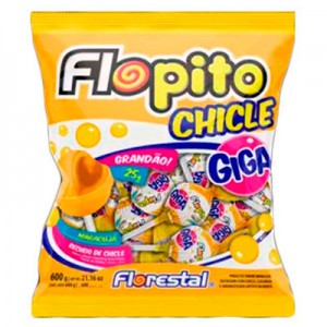 Pirulito Maracujá Chicle Giga 600g Flopito