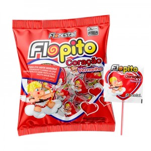 Pirulito Coração Vermelho Morango 50g Florestal